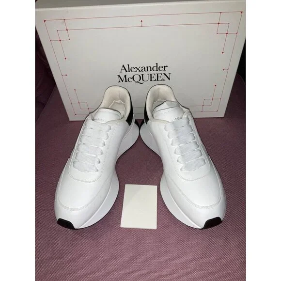 Alexander McQueen Sprint Runner Sneakers in White & Black 38 New with Box Womens - Picture 9 of 16